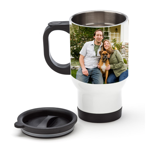 personalized pictures printed on custom coffee travel mug